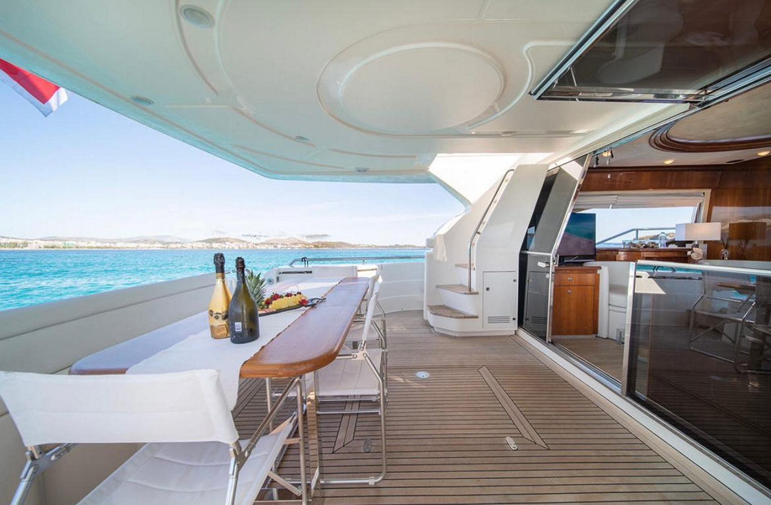 Dining area on a yacht