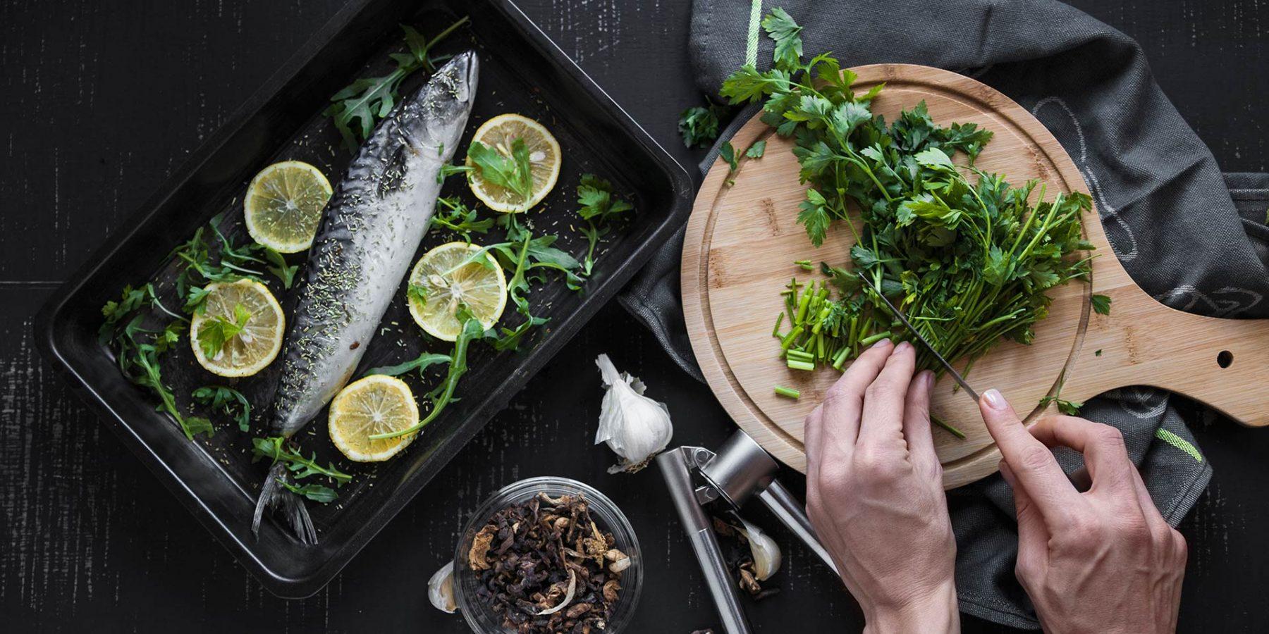 Chef preparing seafood in the traditional way