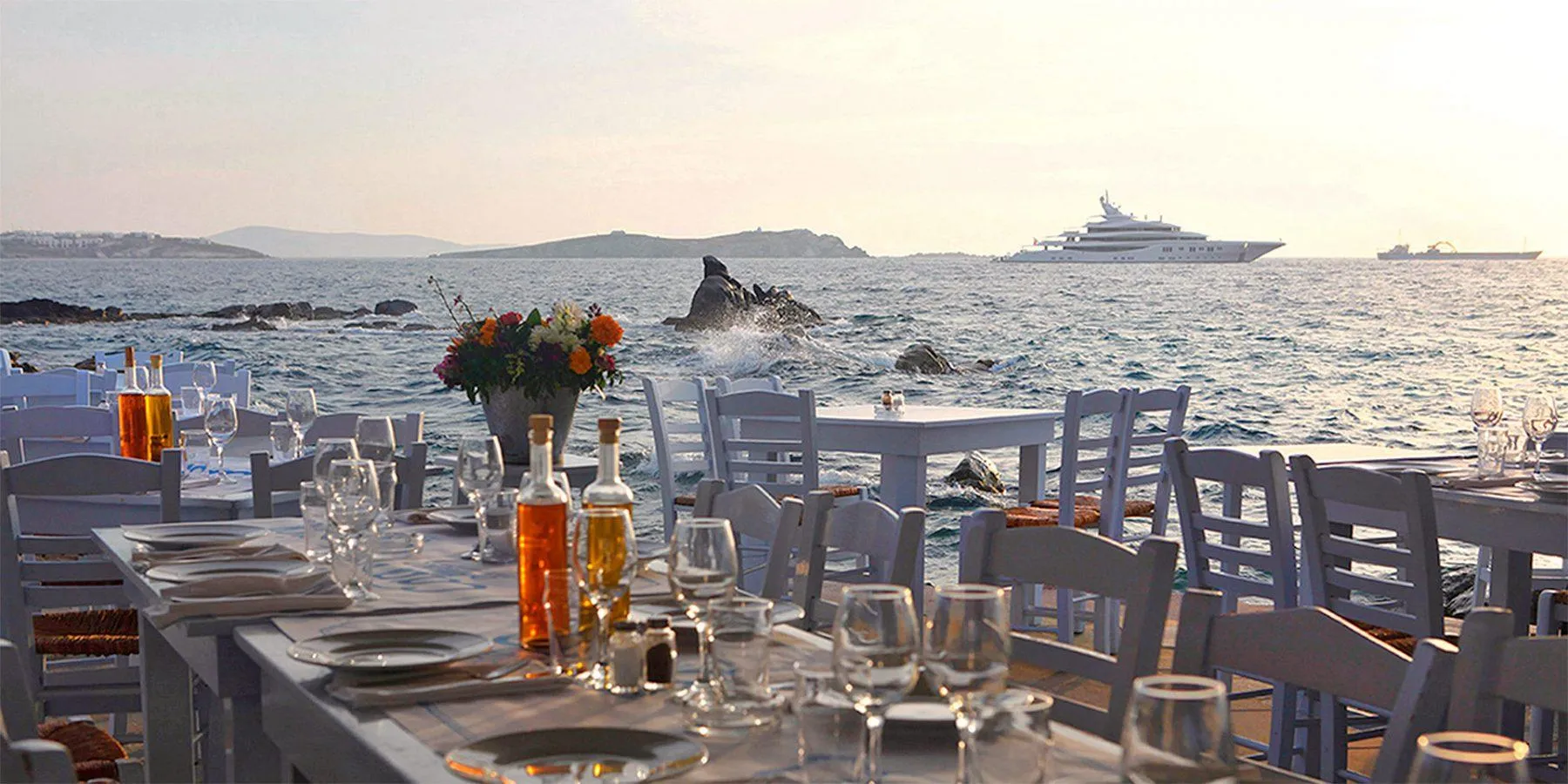 A restaurant next to the sea