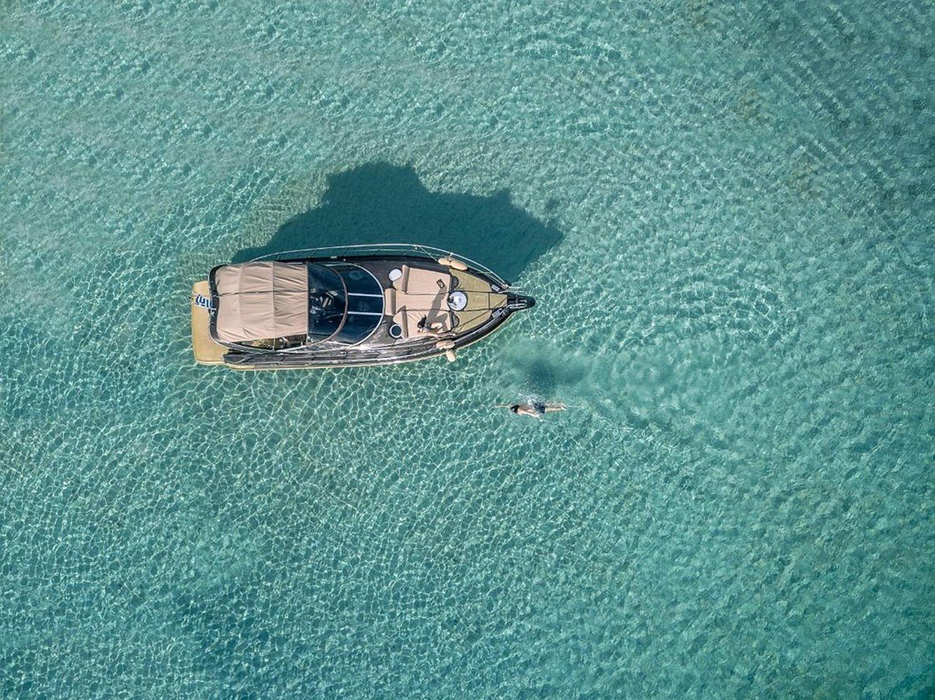 Yacht in the middle of the sea in Mykonos