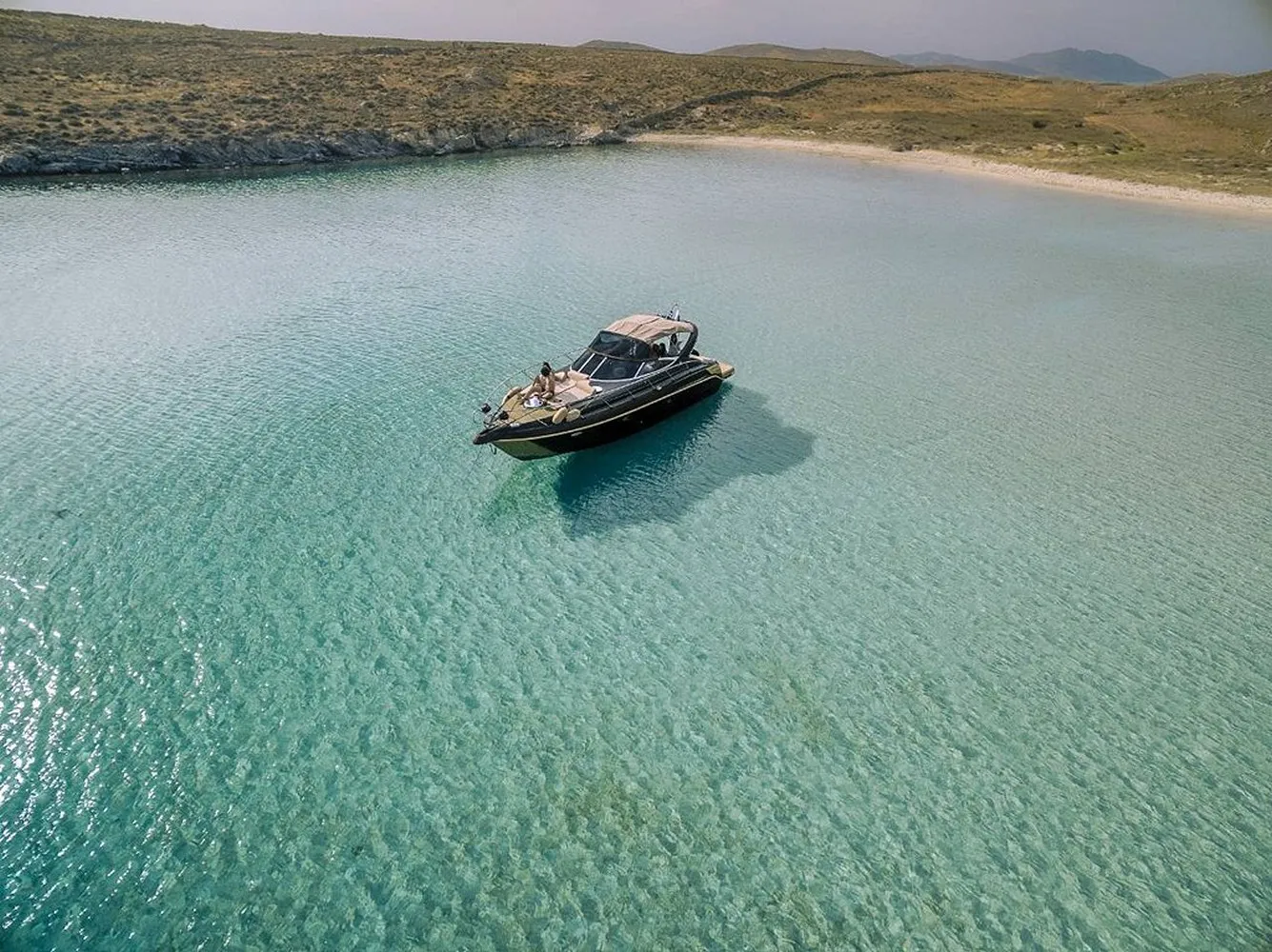 Luxury Mykonos yacht on the sea