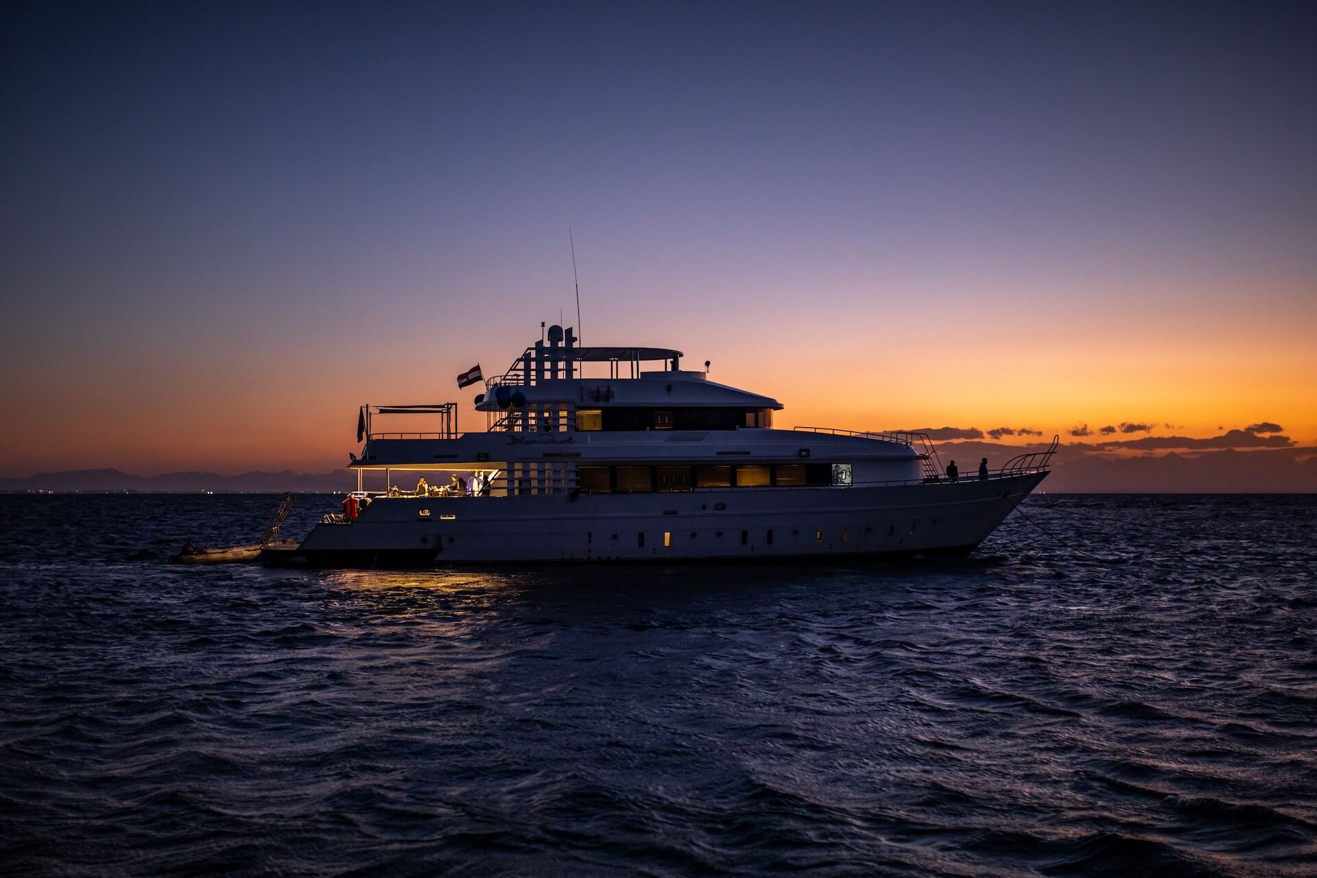 Yacht sailing during the sunset