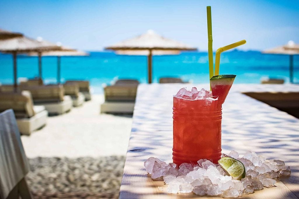 cocktail served on the beach 