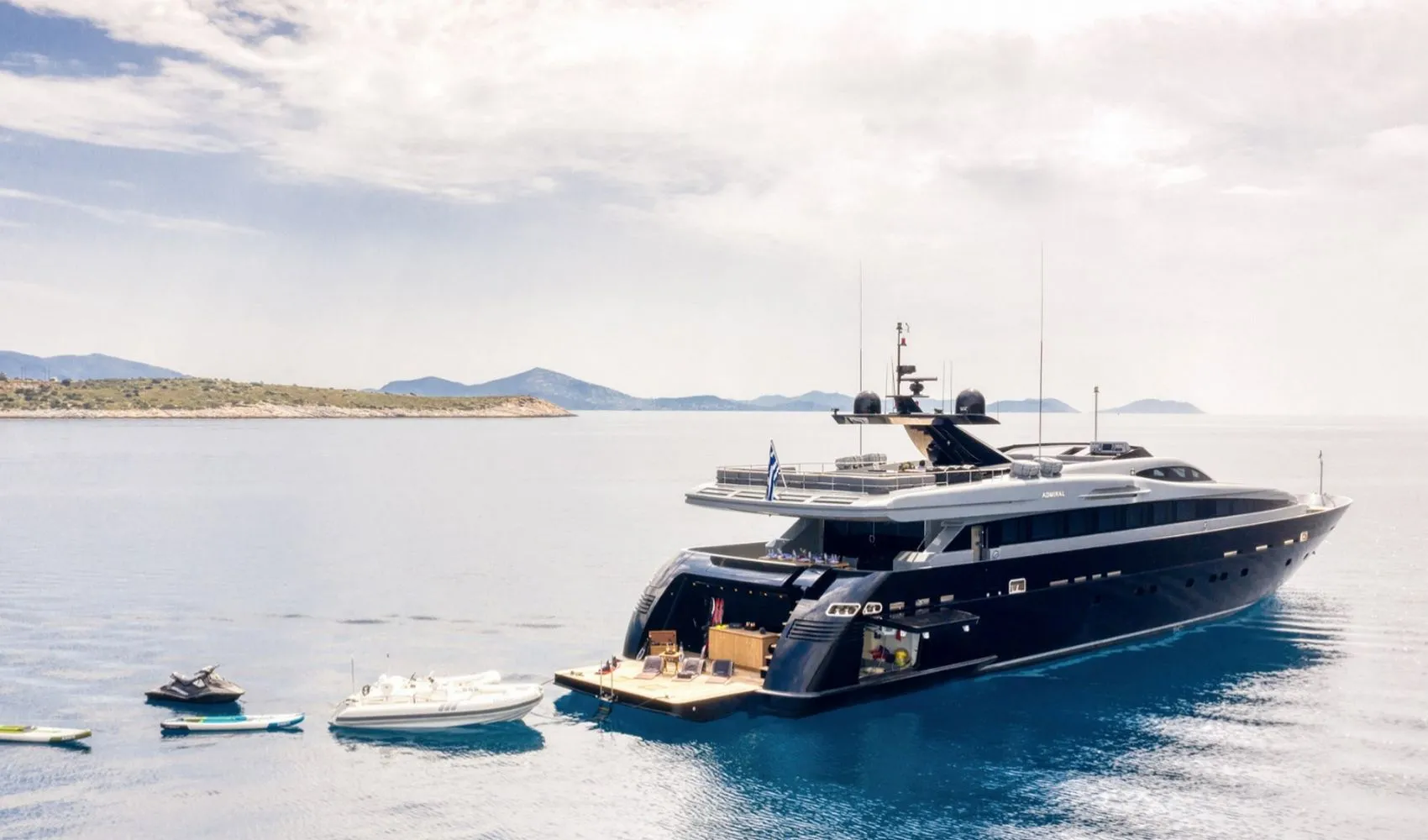 Yacht on the coast of Mykonos