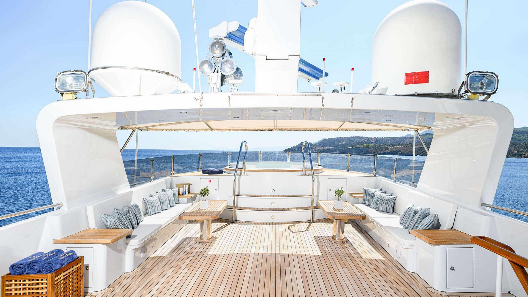 View of the deck of a large yacht