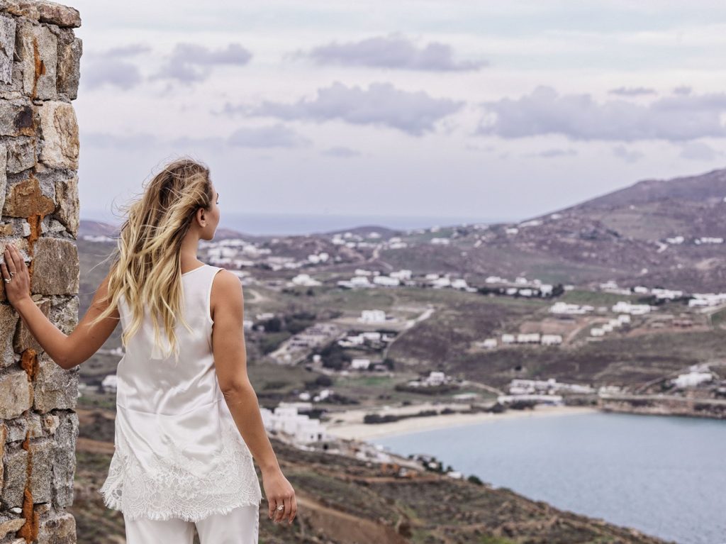 Woman overlooking the panoramic view while hiking