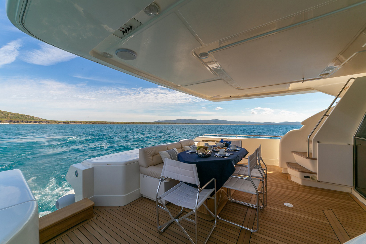 A deck of a spacious yacht