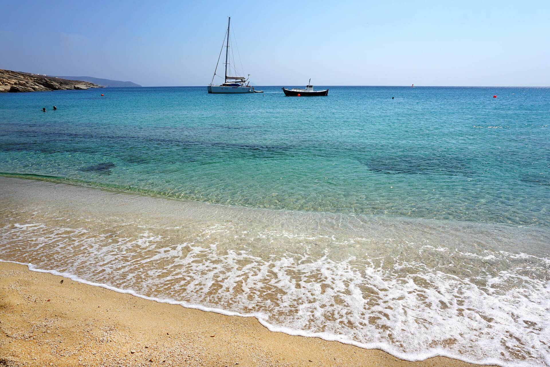 View of the beach and boats in the distance