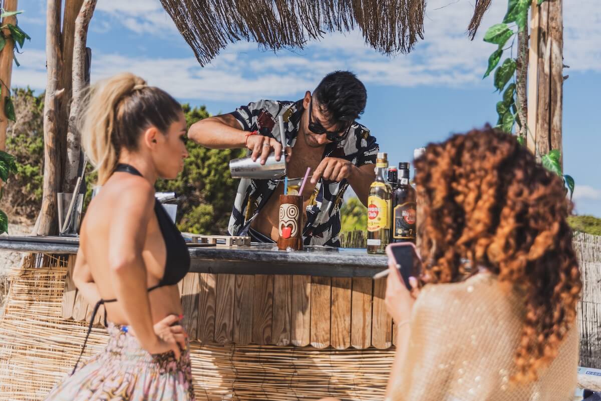 Girls at a beach bar