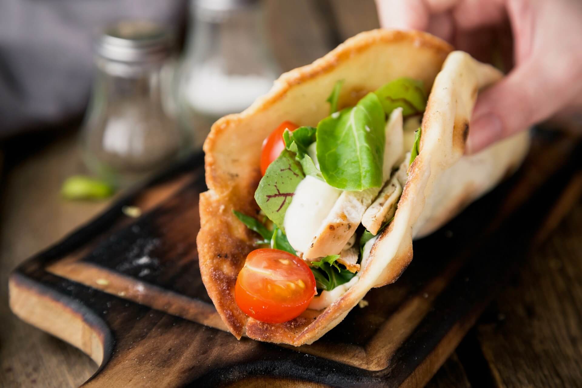 Gyros on a wooden plate