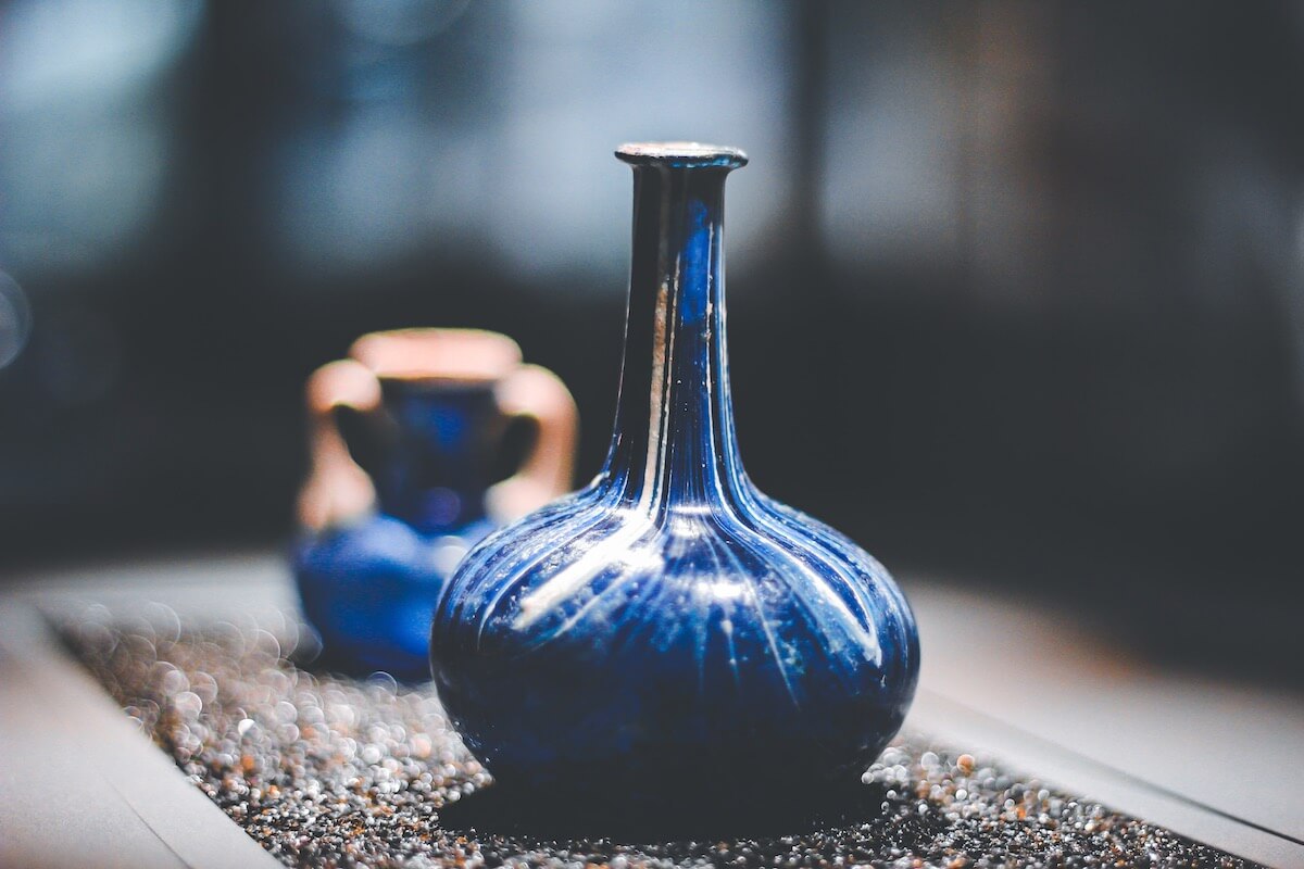 Old blue ceramic vase