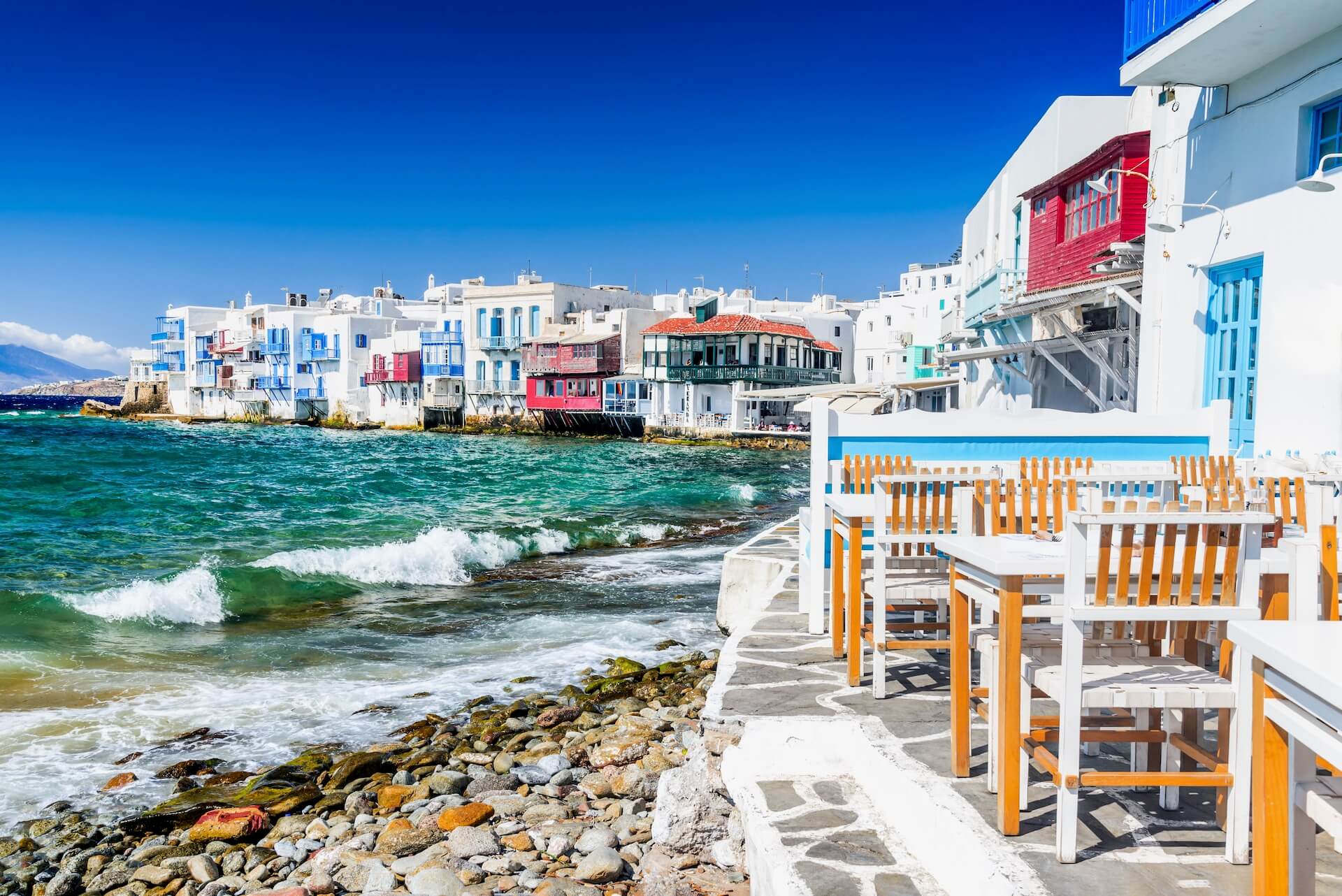 The houses on the coast of Mykonos 