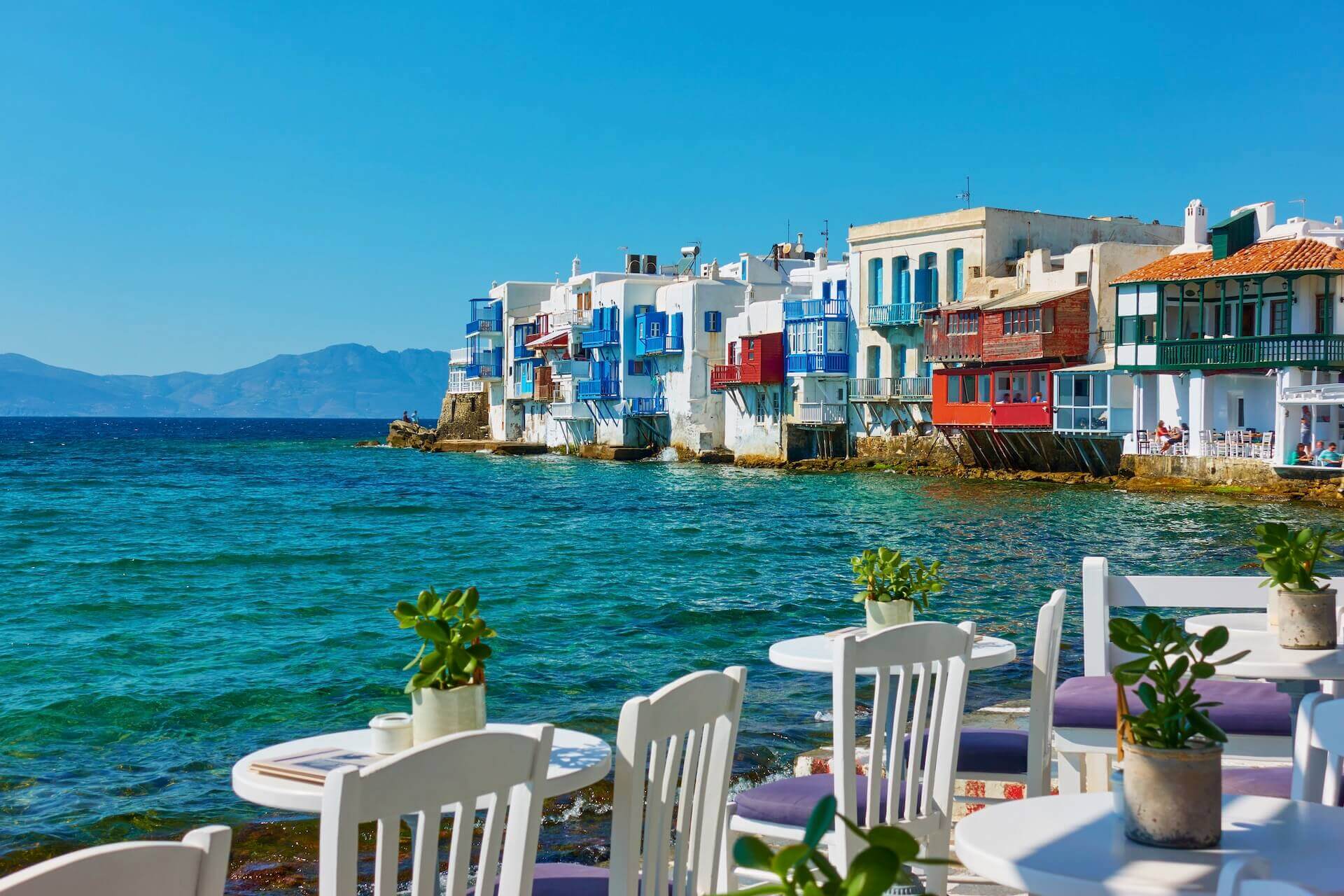 View of Little Venice in Mykonos town