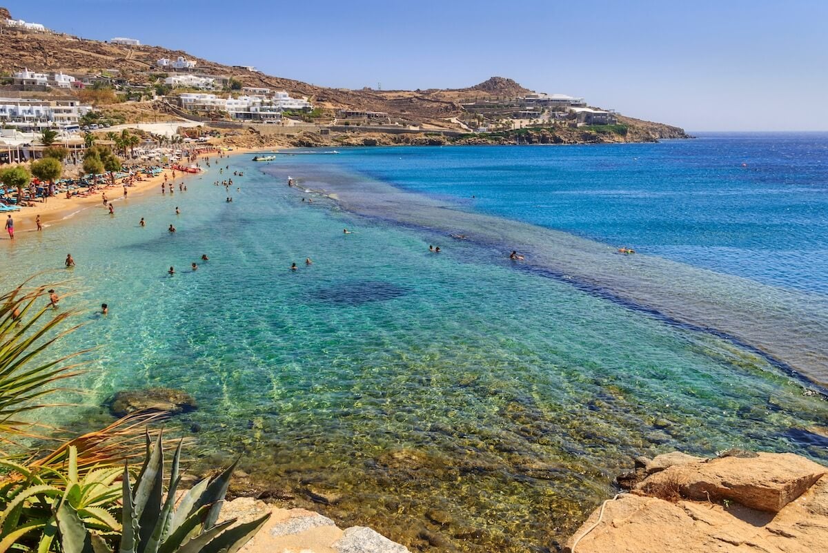 View of paradise beach in Mykonos