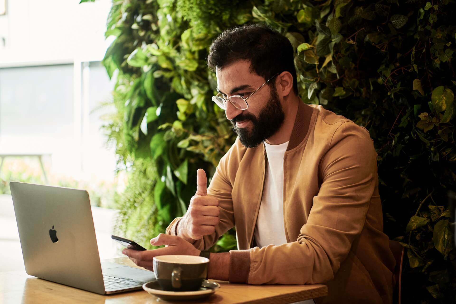 Man looking at the laptop