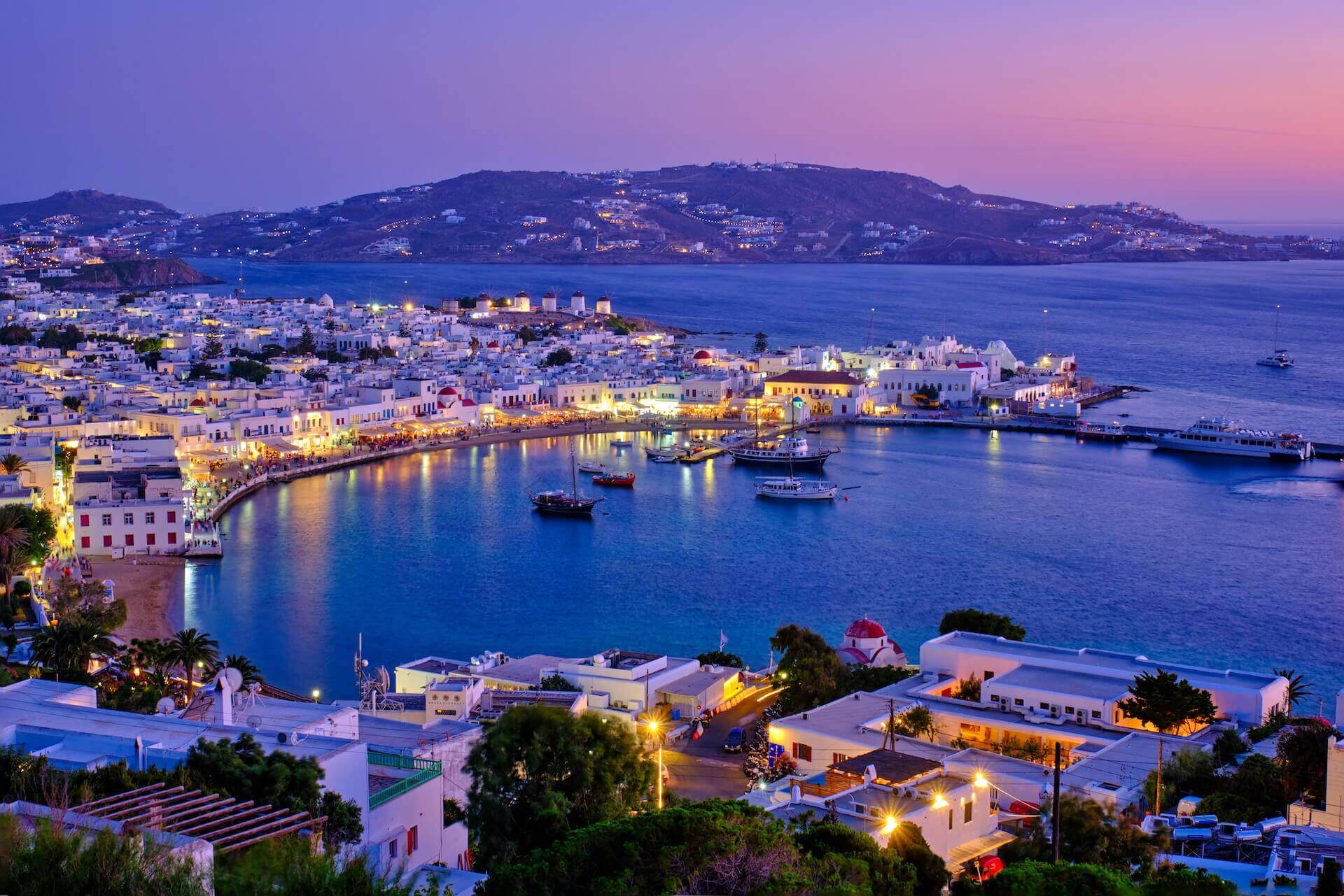 A view of Mykonos town from an outlook