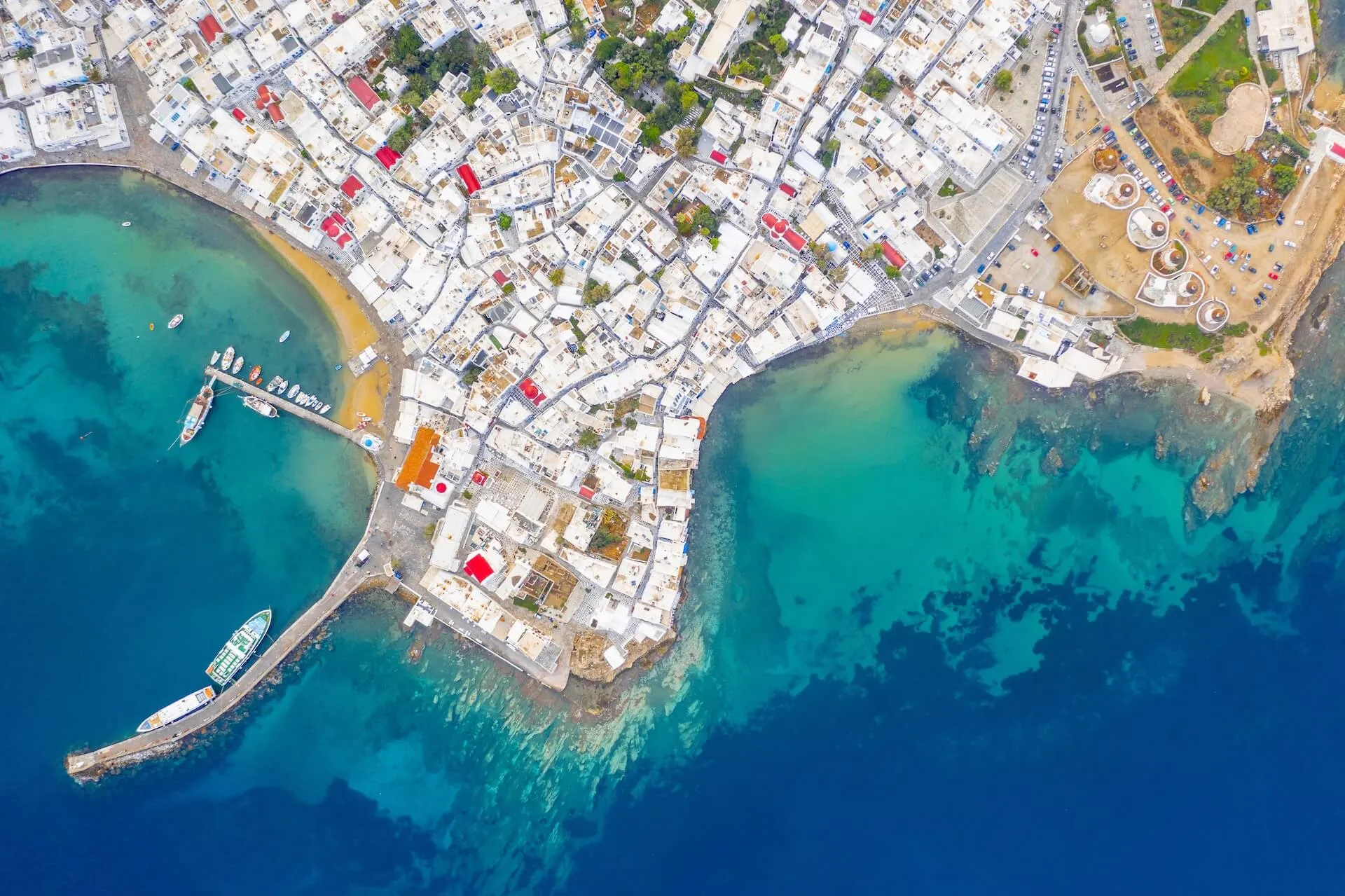 View of the Old Port in Mykonos