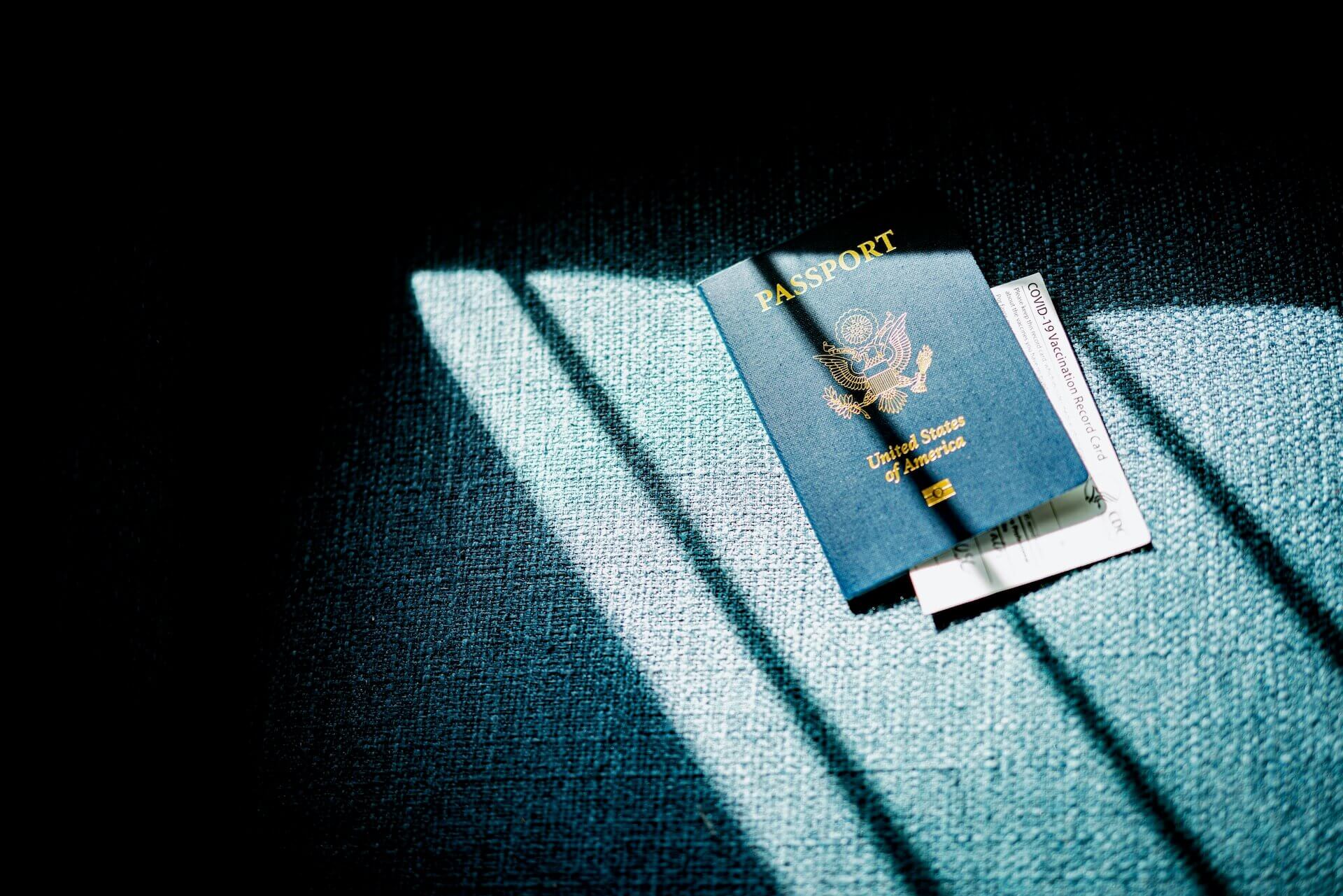 USA passport on a dark surface