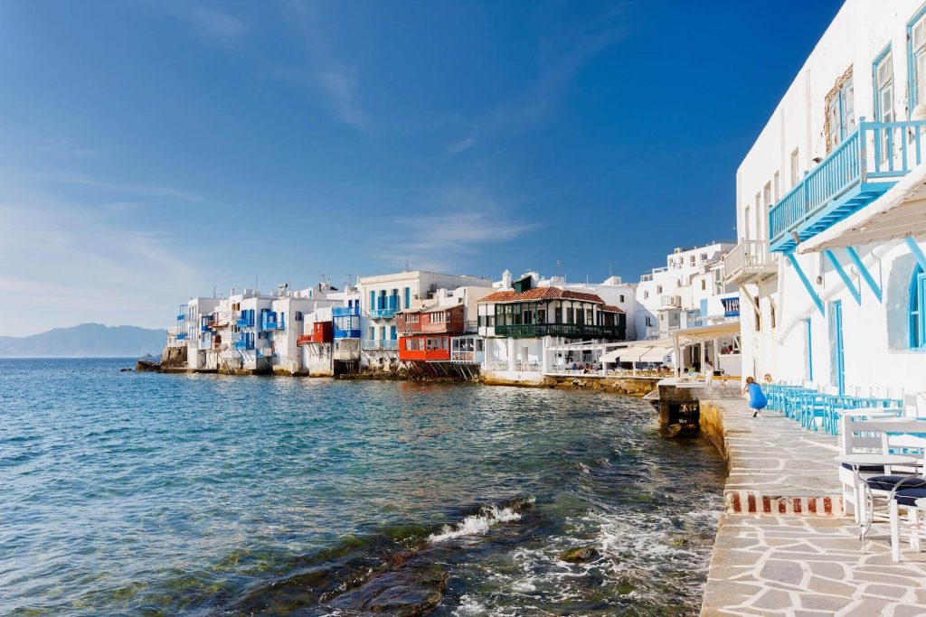 View of the Little Venice in Mykonos town