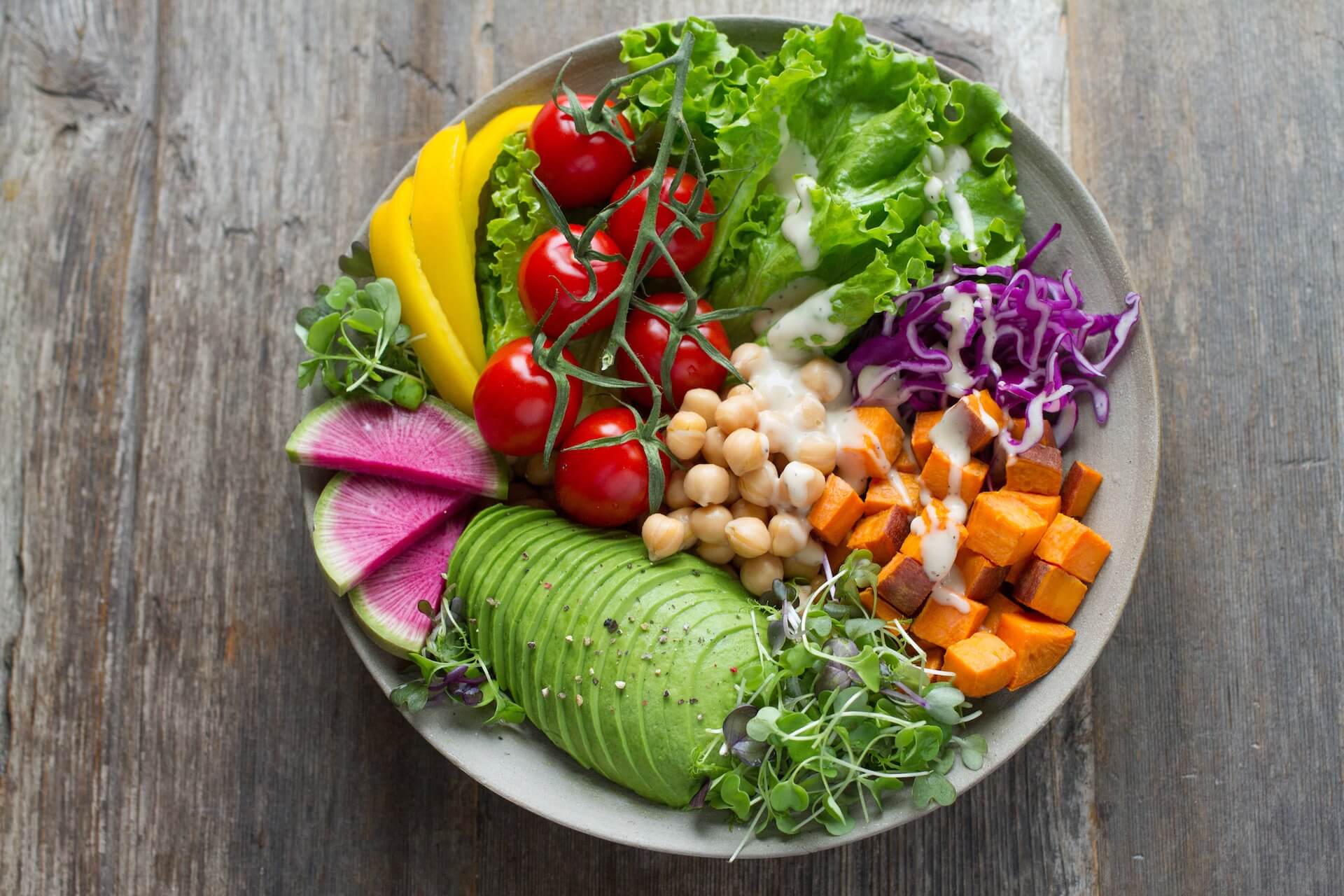 Plate with a vegan salad