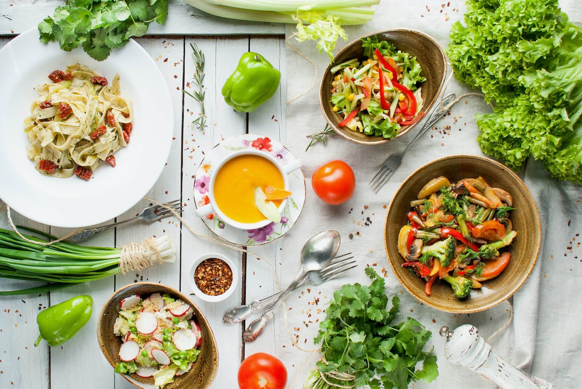 Table full of food