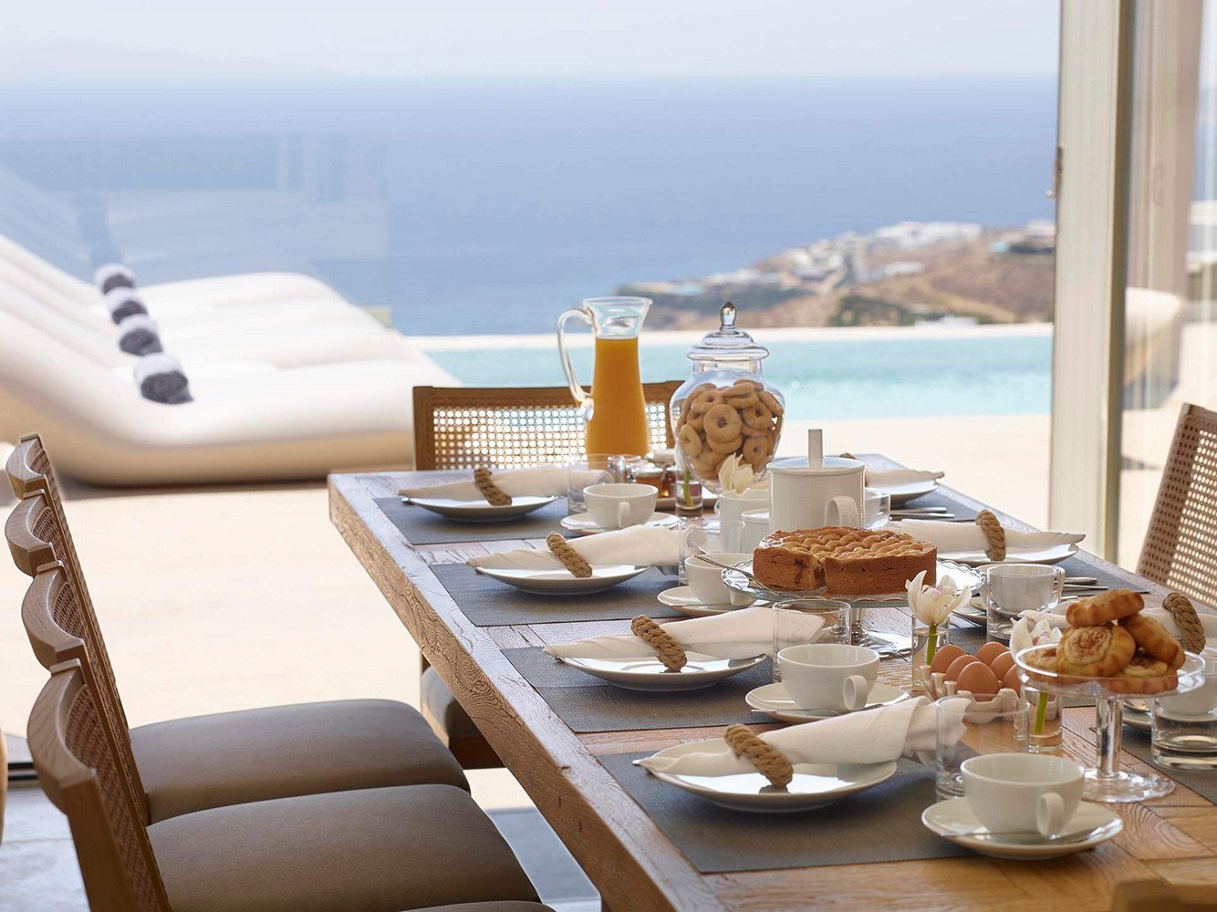 A dining table in a private villa