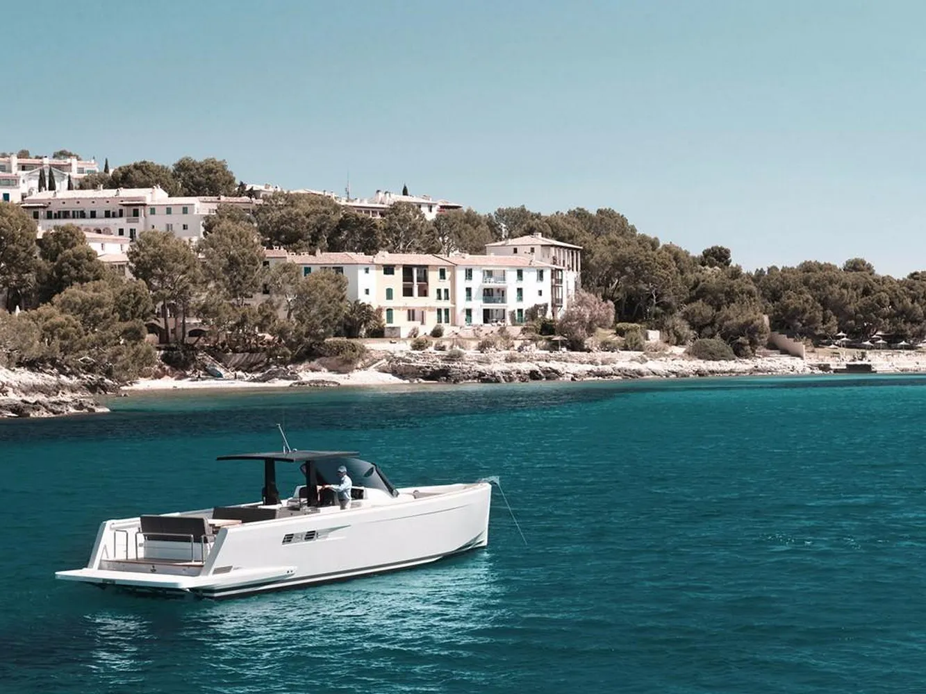 A small yacht in the sea