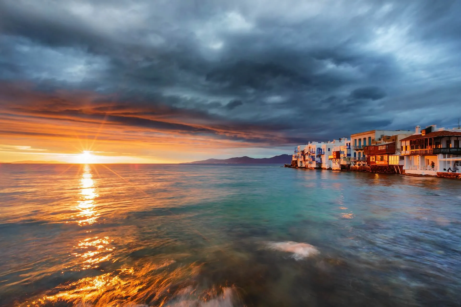 Clouds over Mykonos when there is a rainy day on Mykonos