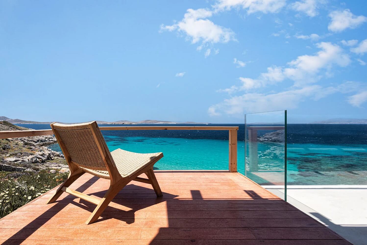 View of the beach from Villa Glenda on Mykonos