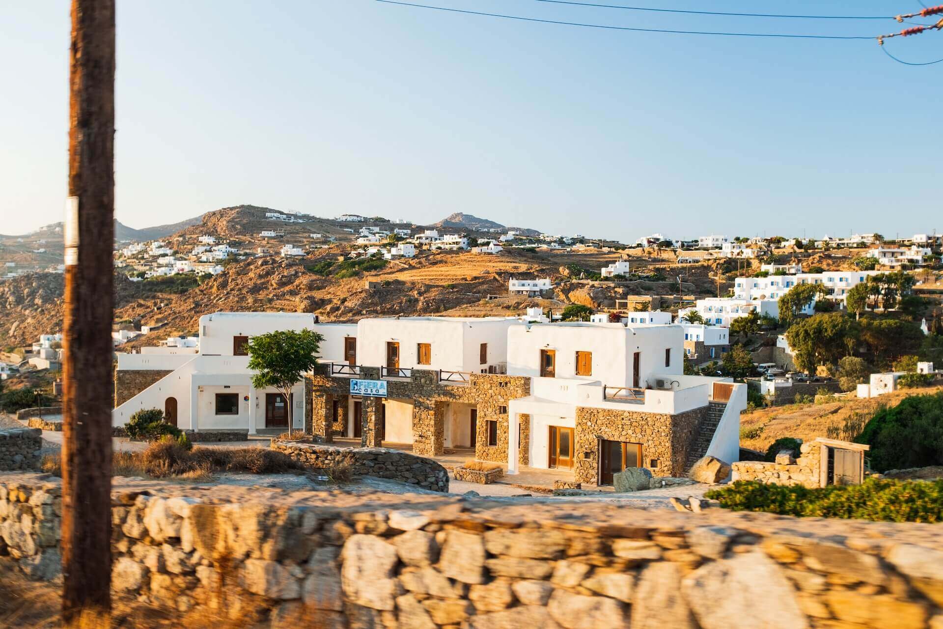 View of a villa during a sunset