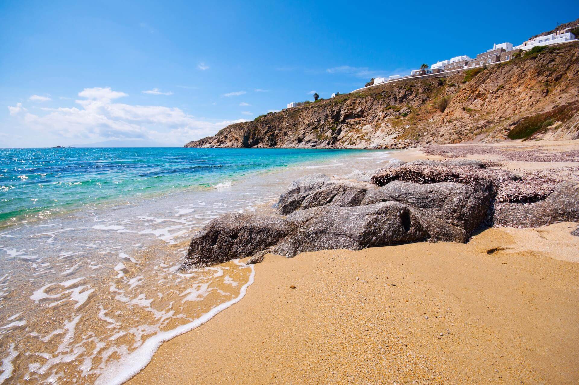 Kalo Livadi beach in Mykonos