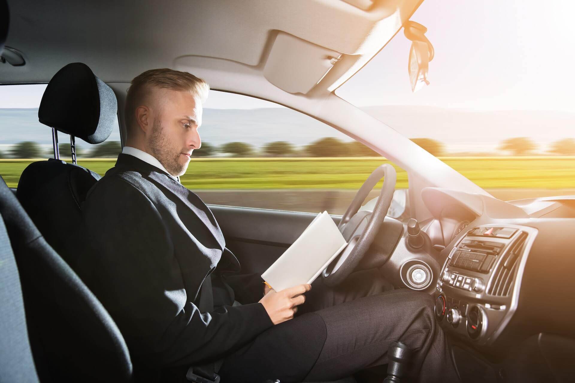 Private driver sitting in the car