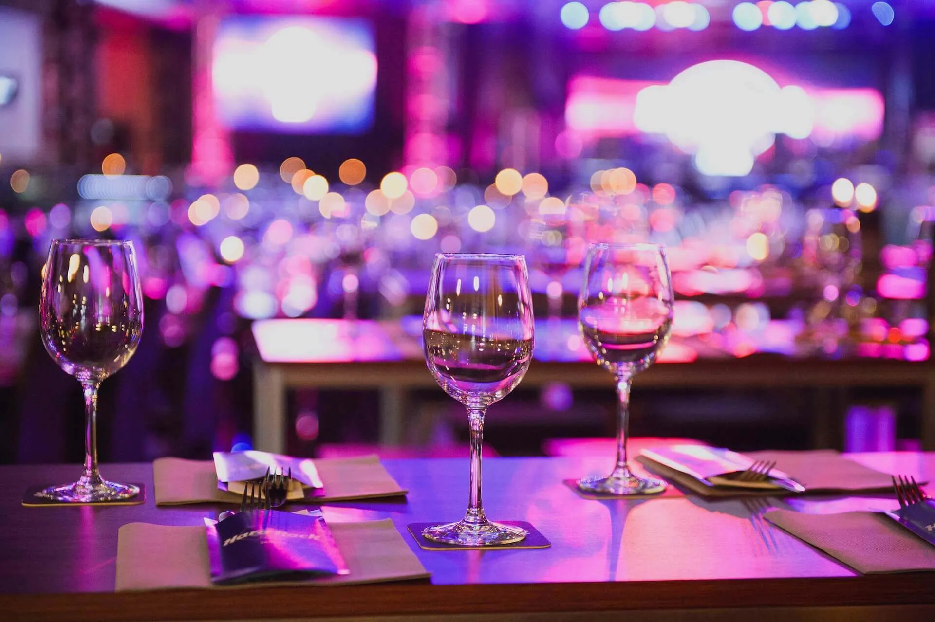 Table with empty glasses