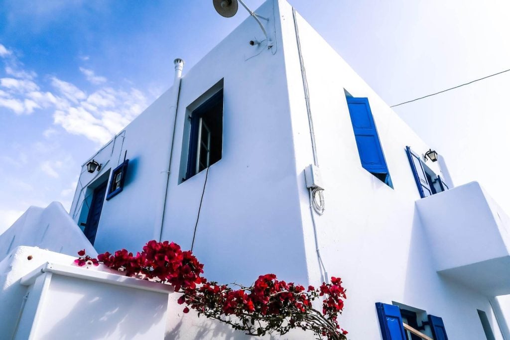 White traditional house in Mykonos, Greece