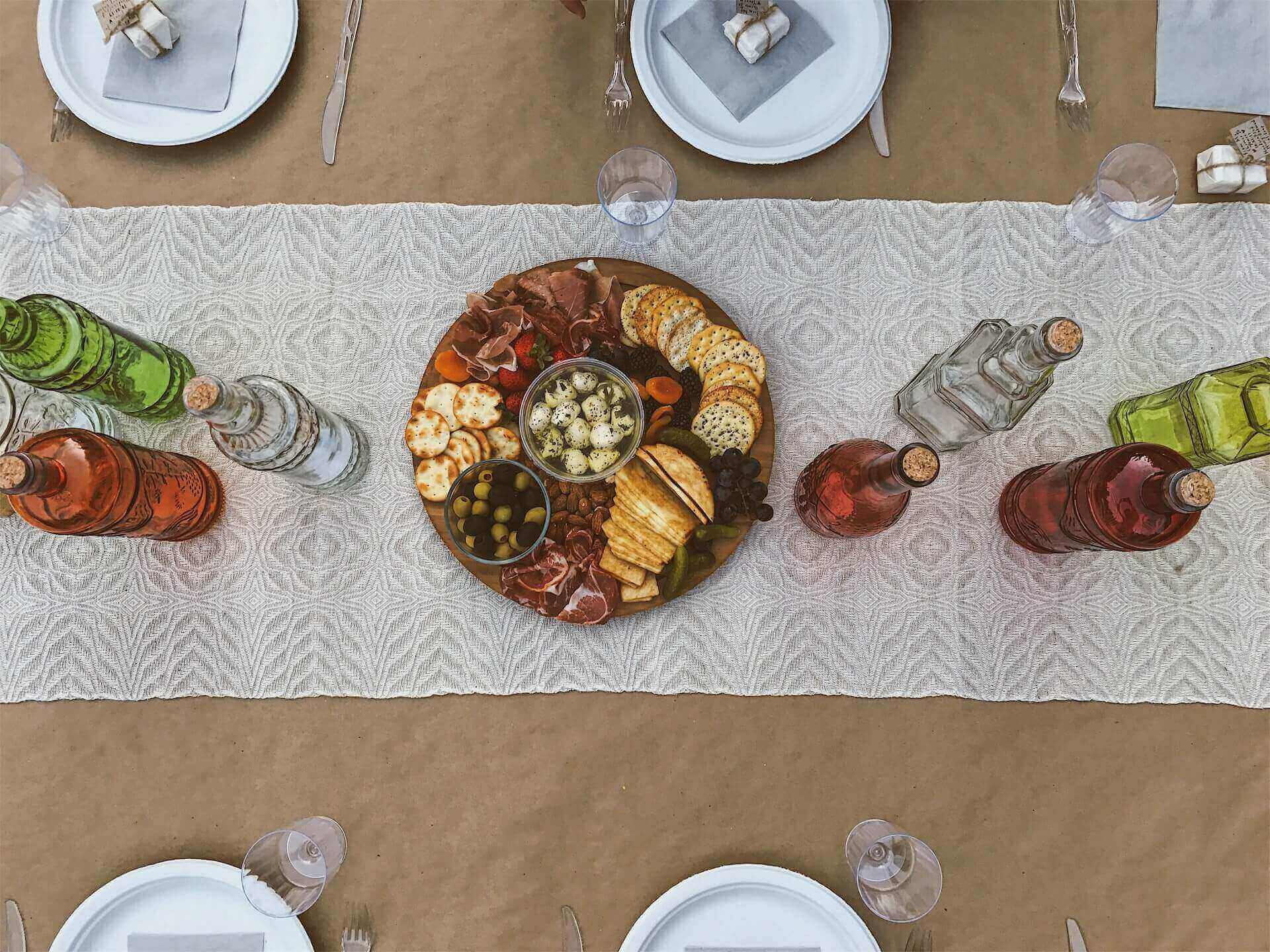 Table with Greek food