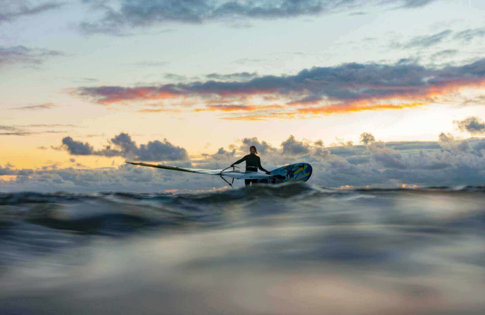 Woman windsurfing