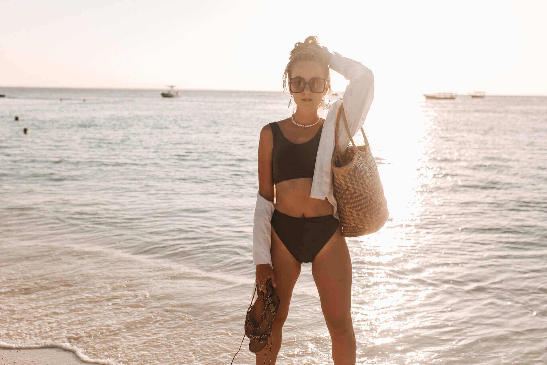 Woman in a bikini at the beach