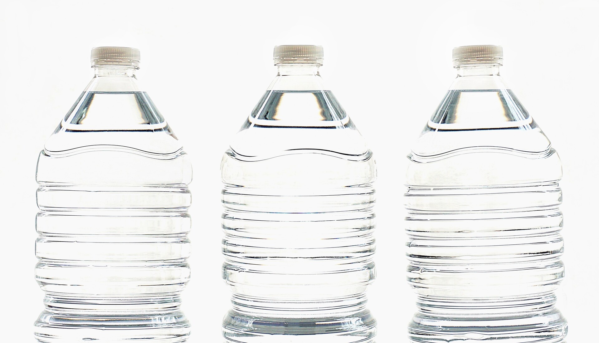Clear water bottles