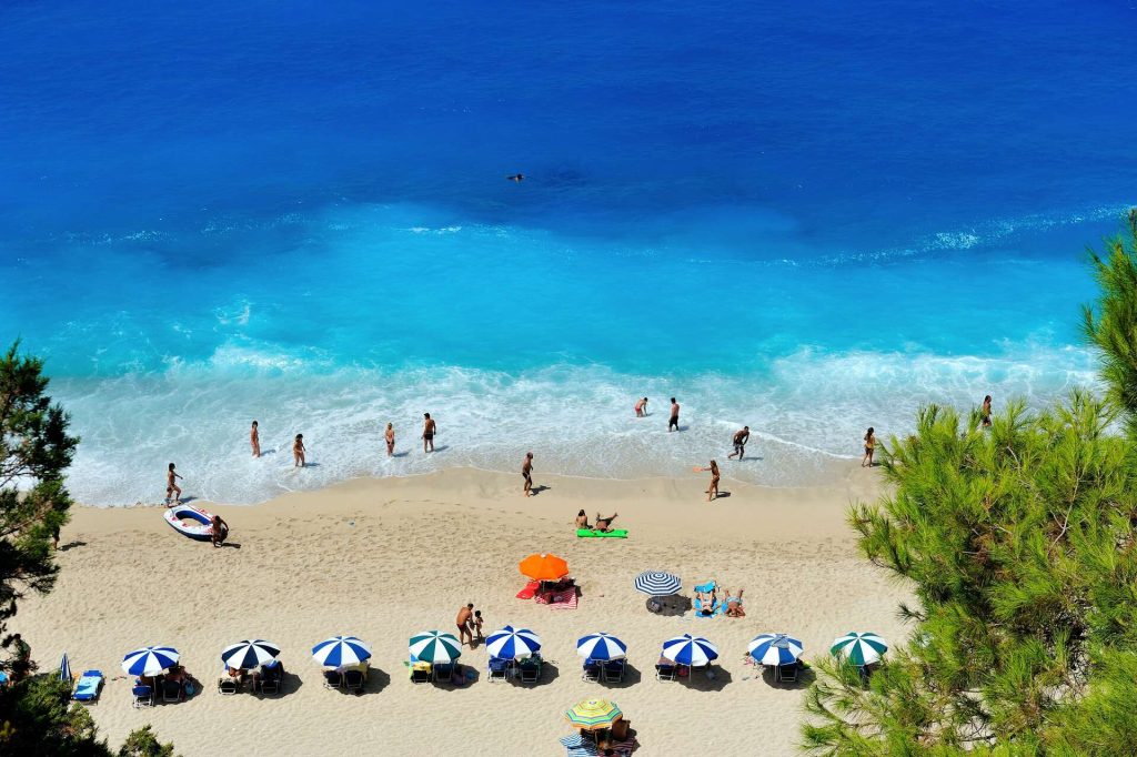 View of a beach on Mykonos from a villa
