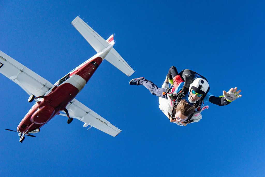 A person skydiving