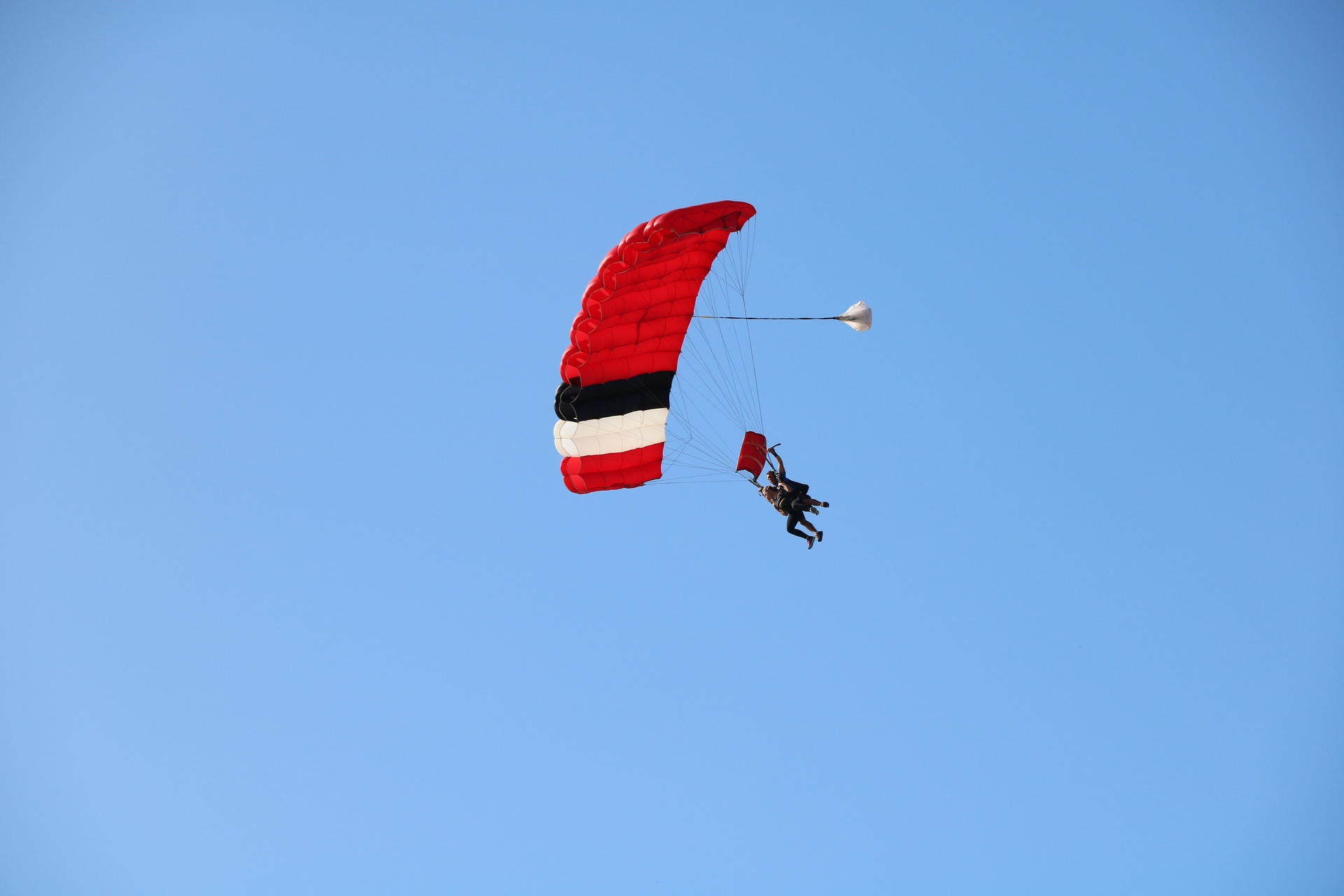 Two people skydiving