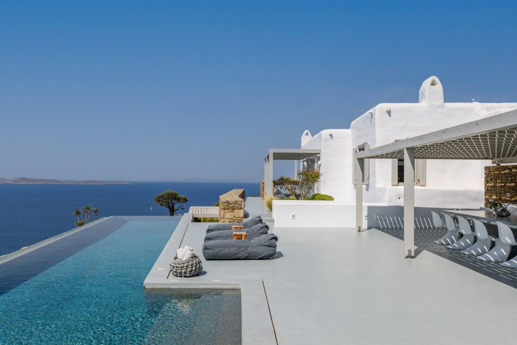An outdoor area of a villa in Mykonos