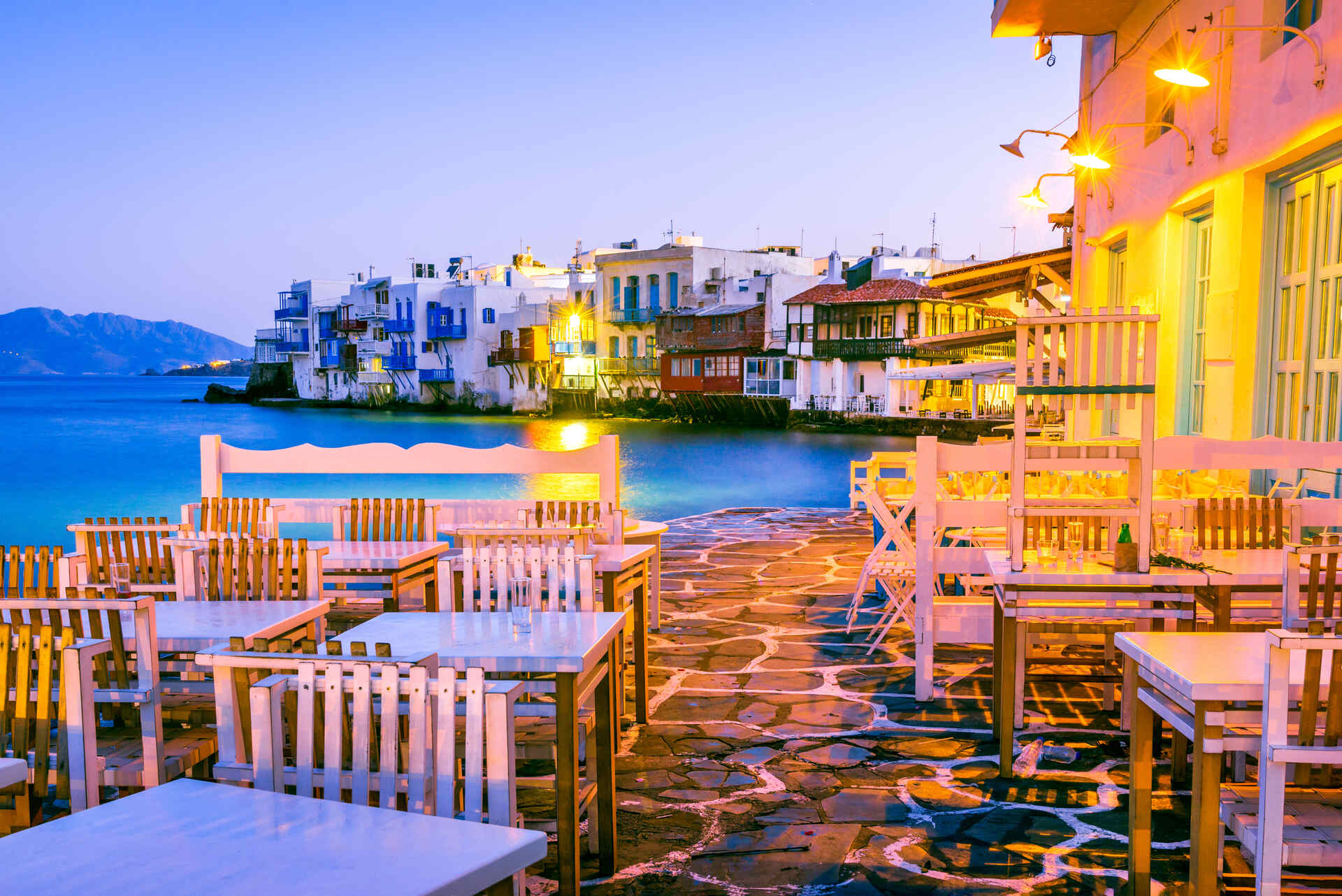 A Greek taverna by the sea