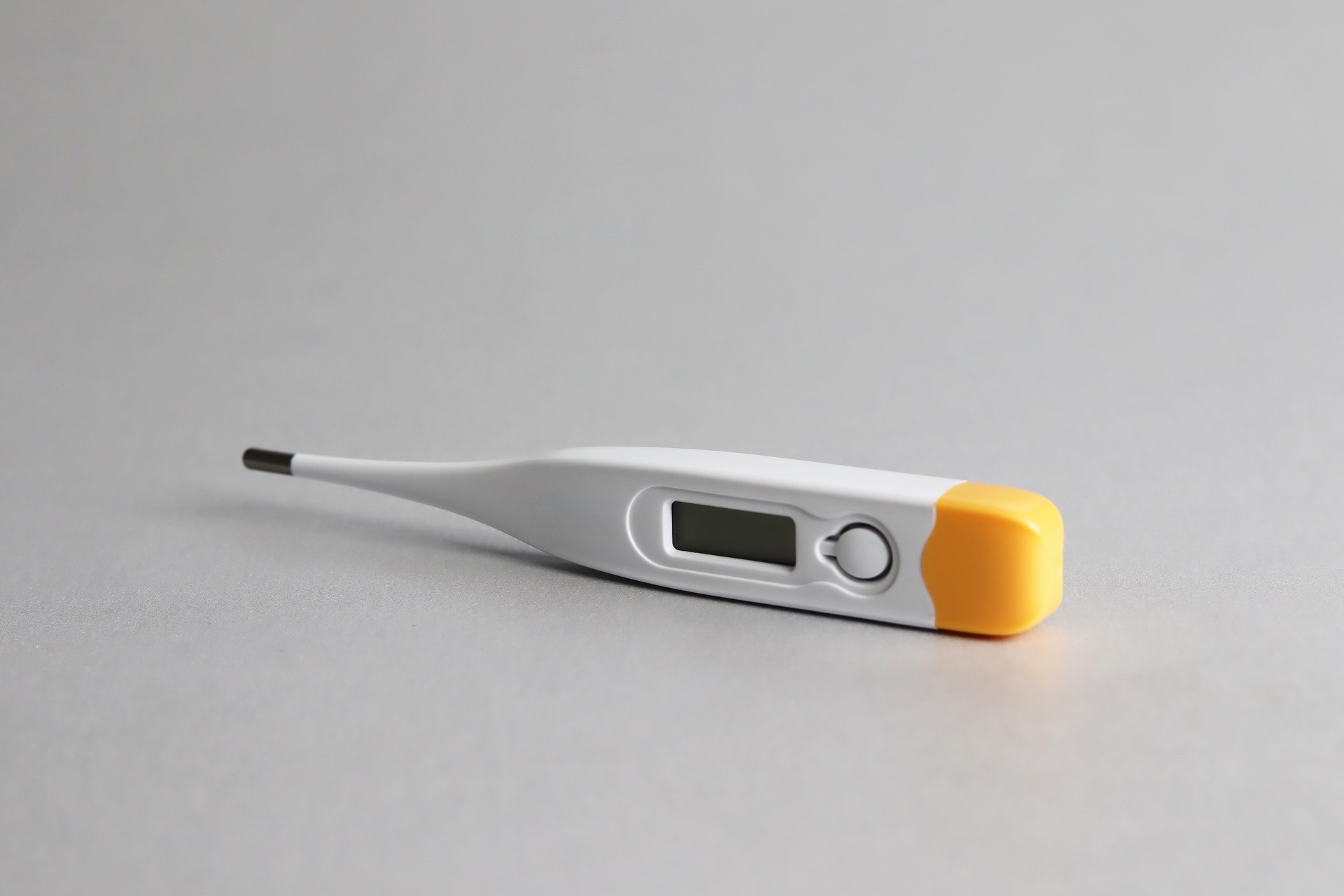 A thermometer on a white background
