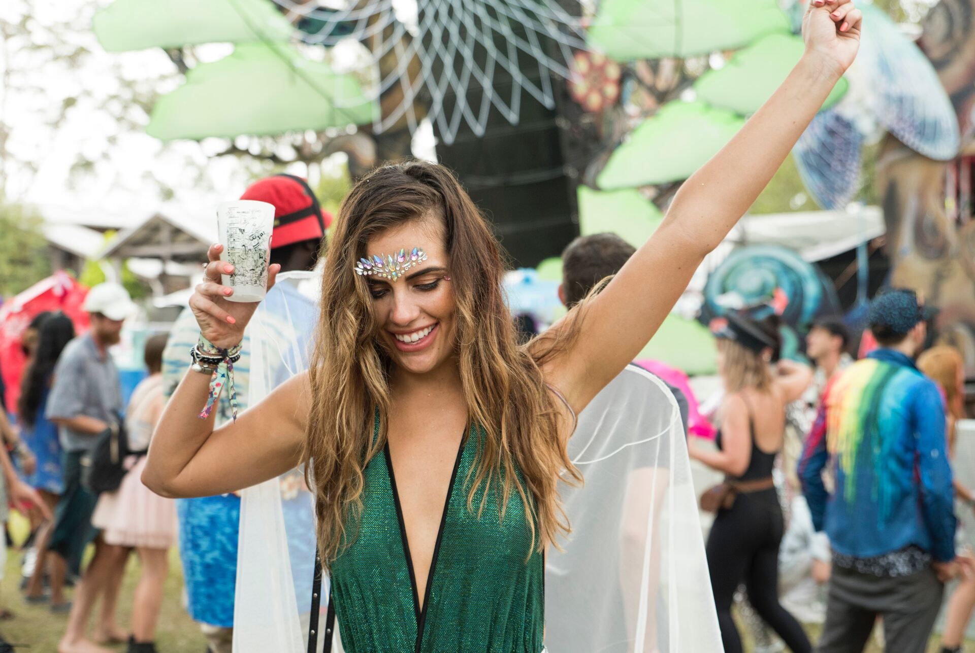 A woman dancing at a festival