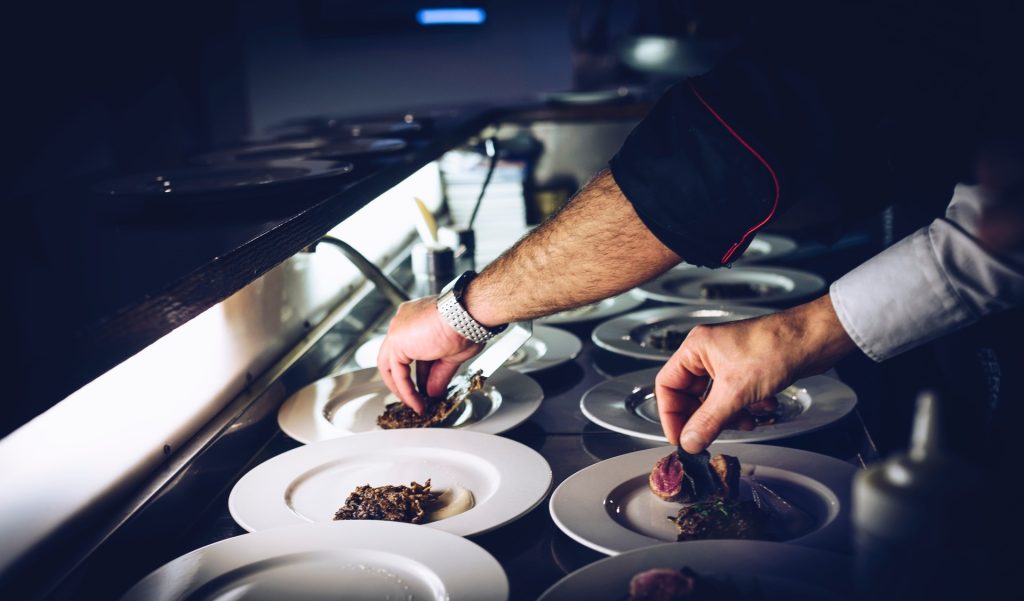 Gourmet chef preparing food