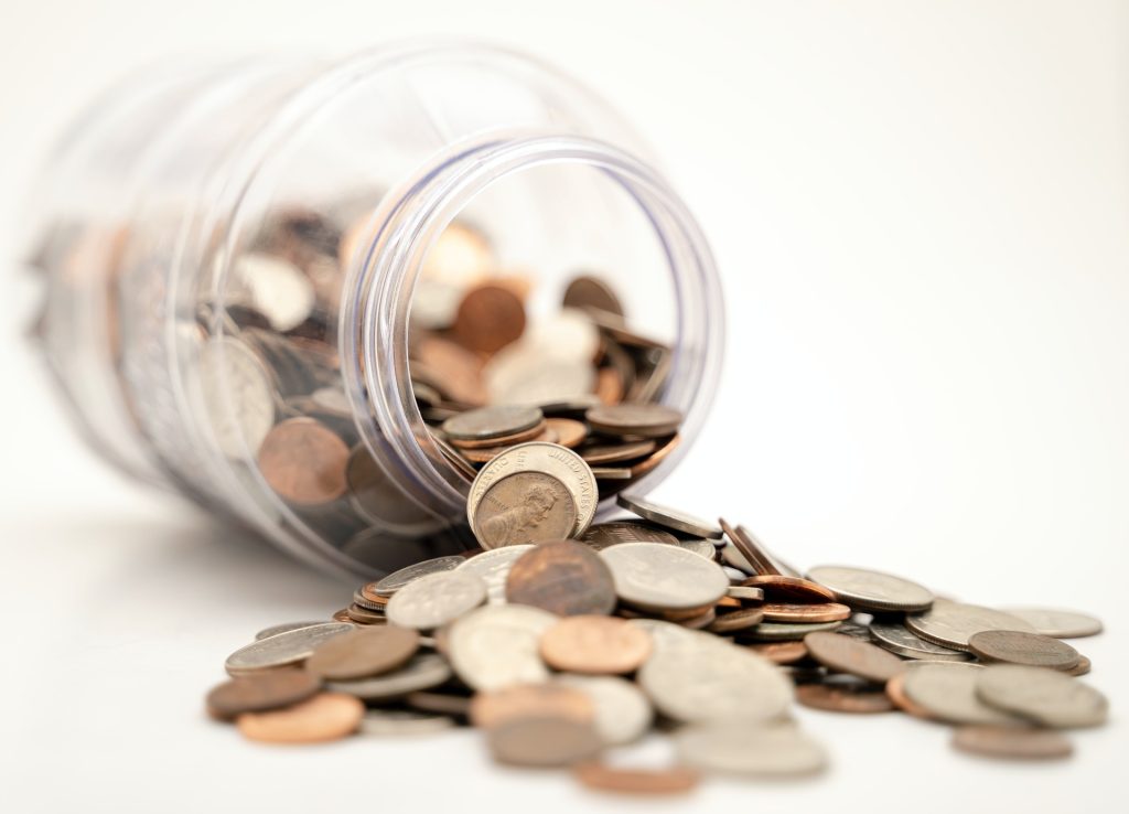 A jar with coins