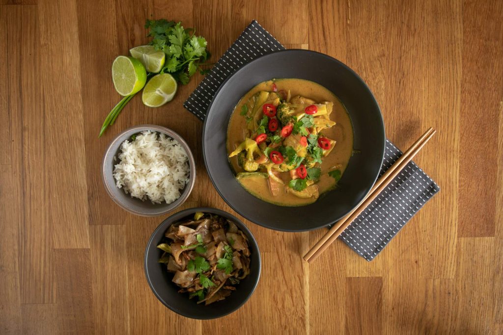 Thai food on a table
