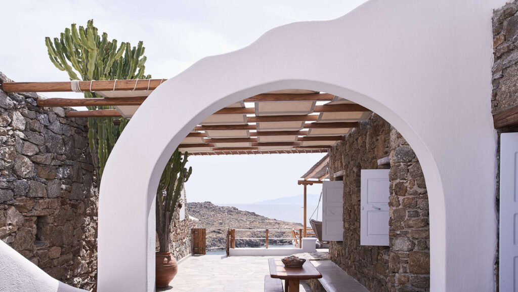 Open space in Mykonos lavish villa for rent.