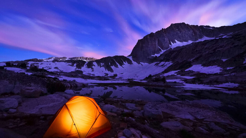 Camping in the mountain by the night.